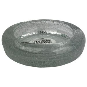 Clear with Bubbles Indiana Glass Heavy Flat Pillar Holder #12111 Made in USA